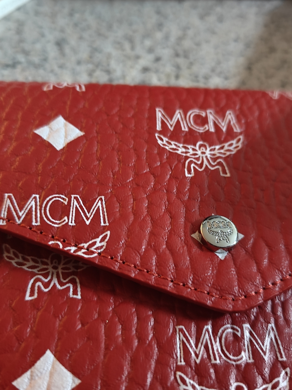 MCM Red Logo Snap Wallet